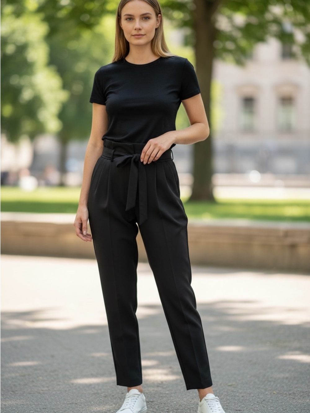 H&M Dark Brown Viscose-Blend Trousers, NEW